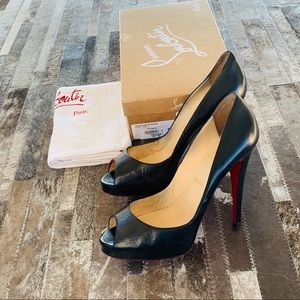 Authentic Decoltish 85 CL Black Peep Toe Heels